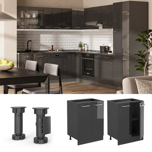 Vicco Mobiletto base cucina Antracite lucido 60 cm PL Marmo