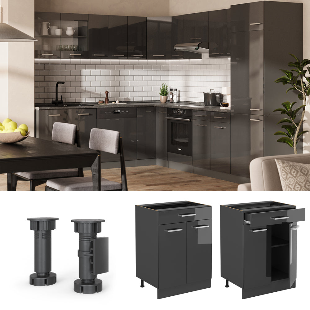 Vicco Base da cucina Antracite lucido 60 cm , PL Antracite