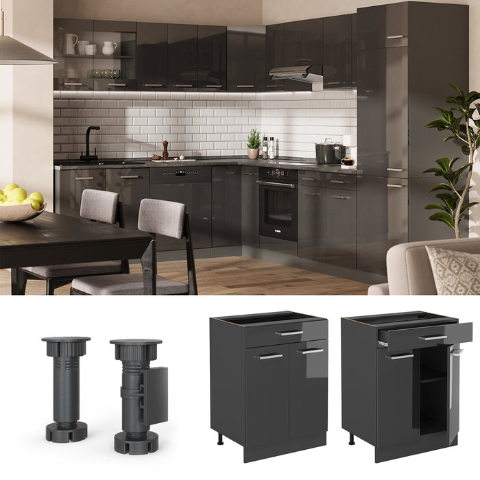 Vicco Base da cucina Antracite lucido 60 cm , PL Antracite