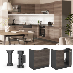 Vicco Mobile lavello cucina Grigio nobile 80 cm PL Marmo