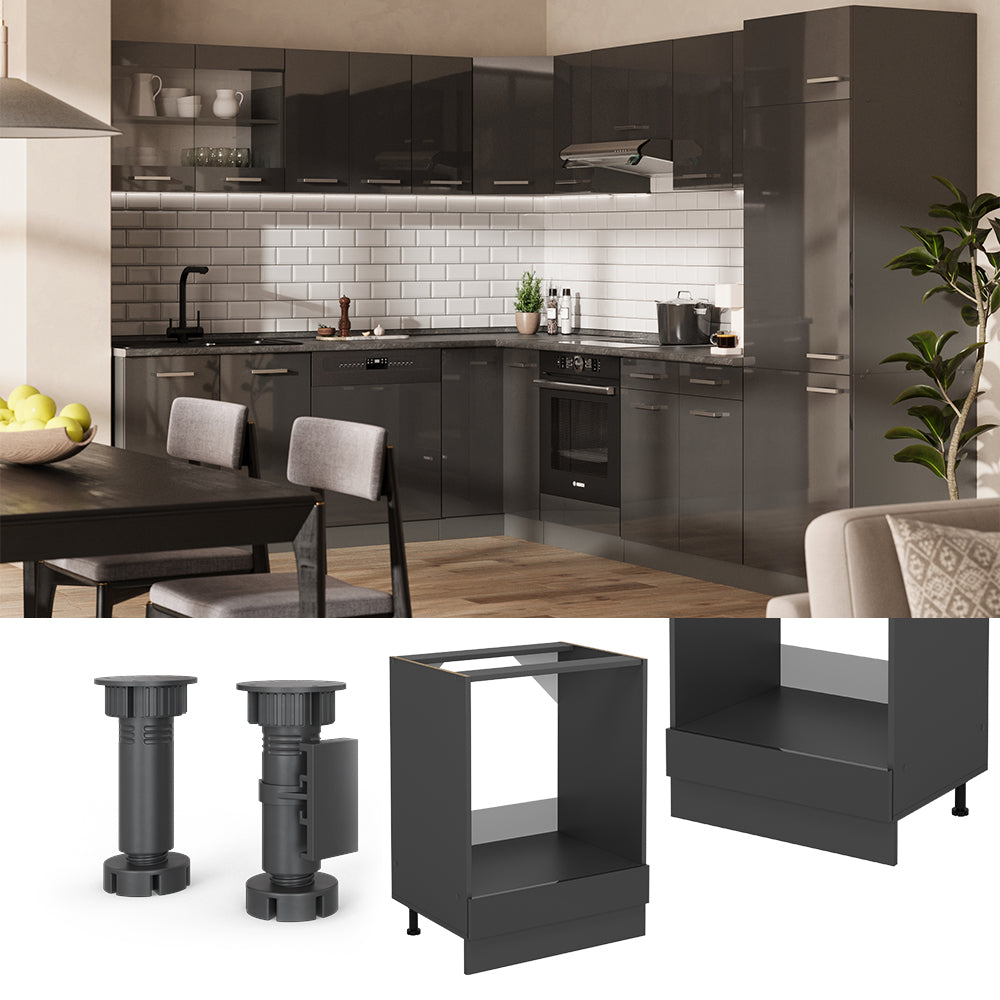 Vicco Mobile per forno da incasso Antracite lucido 60 cm senza piano di lavoro