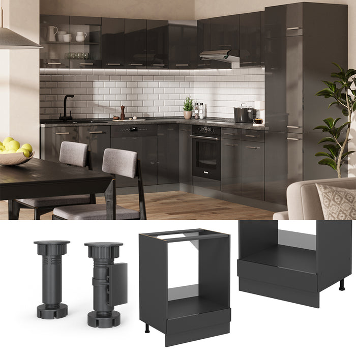 Vicco Mobile per forno da incasso Antracite lucido 60 cm , PL Antracite