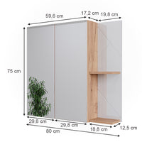 Vicco Mobile a specchio per il bagno Rovere Goldkraft/bianco lucido 80 x 75 cm