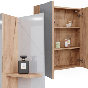 Vicco Mobile a specchio per il bagno Rovere Goldkraft/bianco lucido 80 x 75 cm