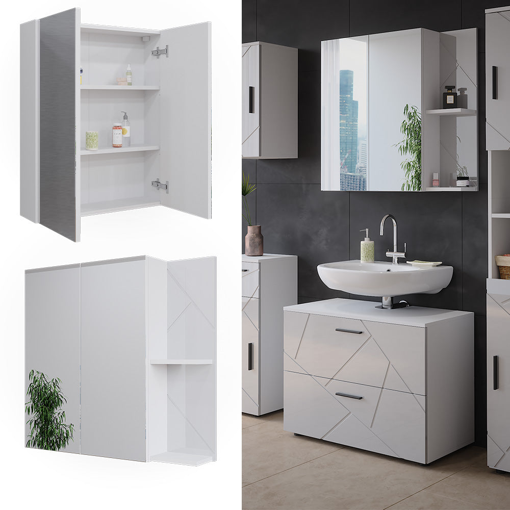 Vicco Mobile a specchio per il bagno Bianco lucido 80 x 75 cm