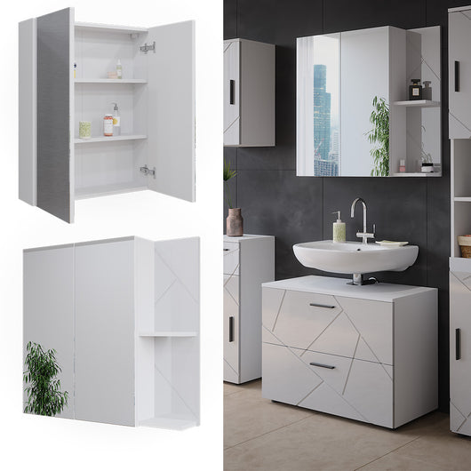 Vicco Mobile a specchio per il bagno Bianco lucido 80 x 75 cm