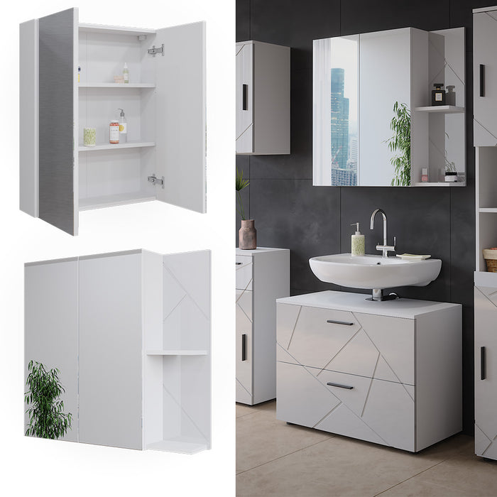 Vicco Mobile a specchio per il bagno Bianco lucido 80 x 75 cm
