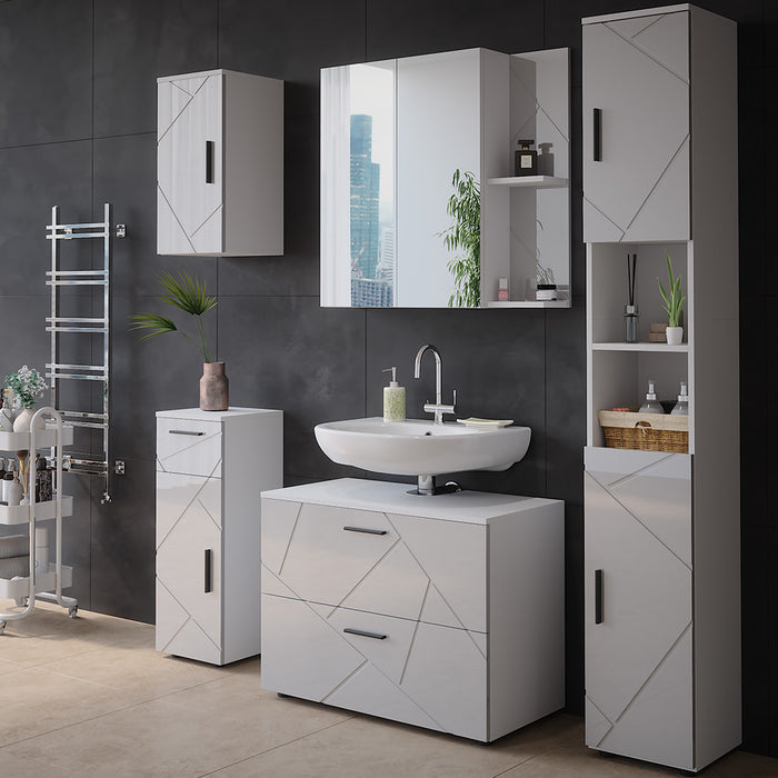 Vicco Mobile a specchio per il bagno Bianco lucido 80 x 75 cm