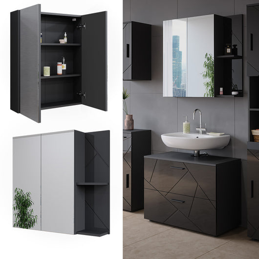 Vicco Mobile a specchio per il bagno Antracite lucido 80 x 75 cm