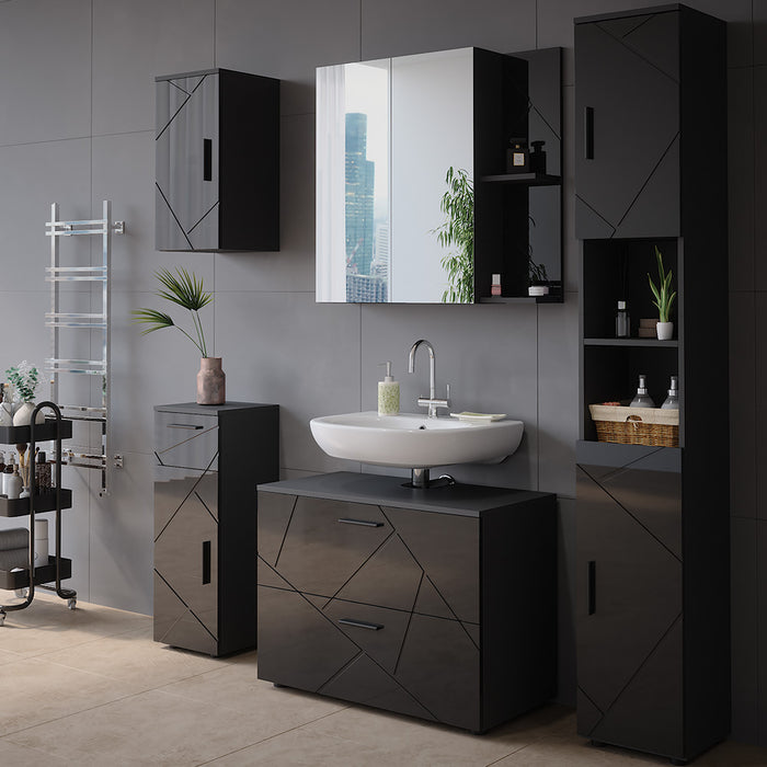 Vicco Mobile a specchio per il bagno Antracite lucido 80 x 75 cm