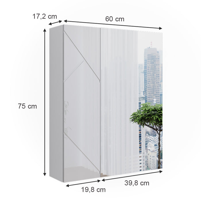 Vicco Mobile a specchio per il bagno Bianco lucido 60 x 75 cm