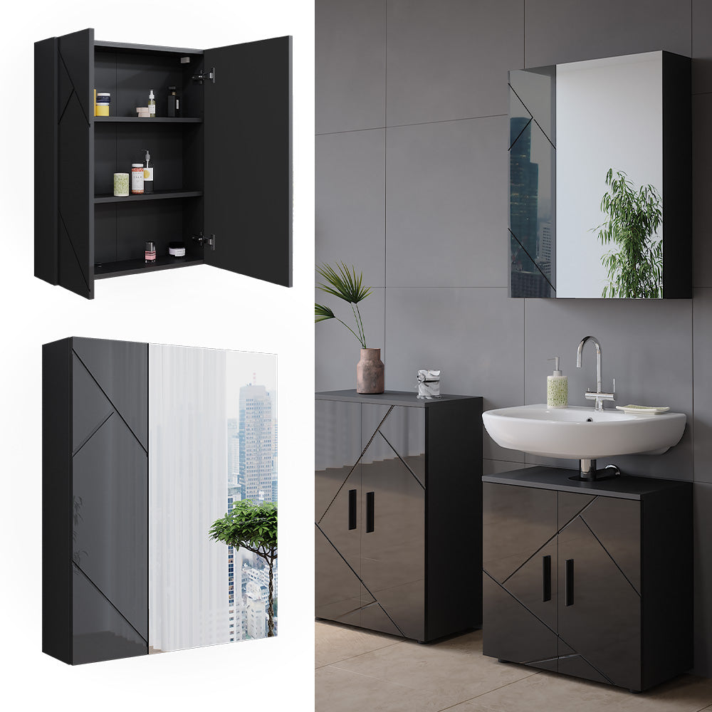 Vicco Mobile a specchio per il bagno Antracite/antracite lucido 60 x 75 cm