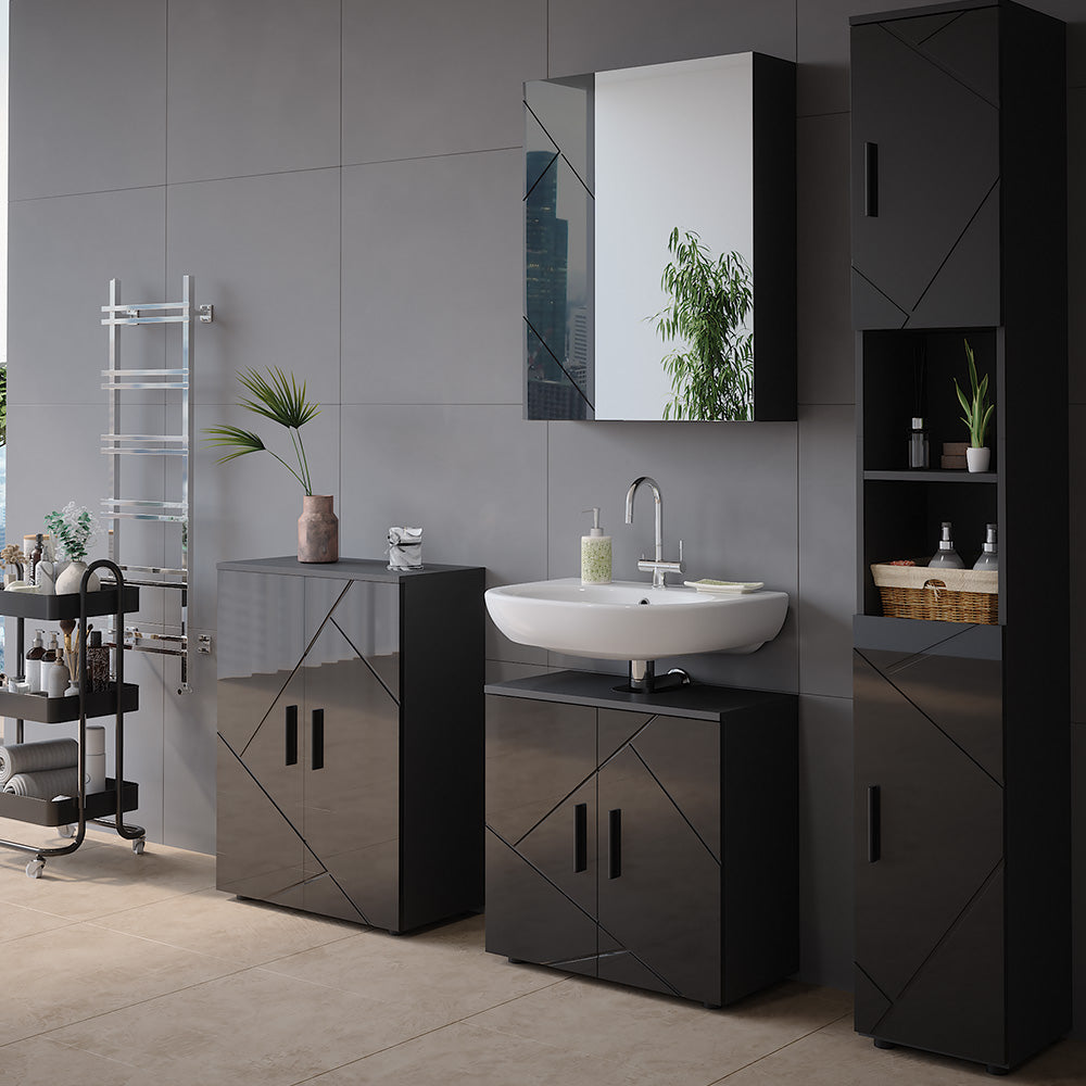 Vicco Mobile a specchio per il bagno Antracite/antracite lucido 60 x 75 cm