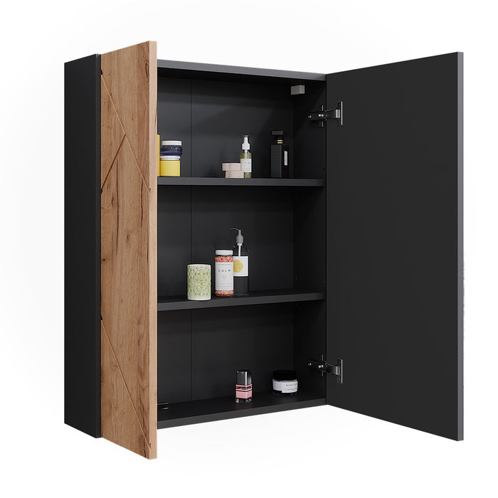 Vicco Armadietto a specchio da bagno Antracite/quercia dorata 60 x 75 cm