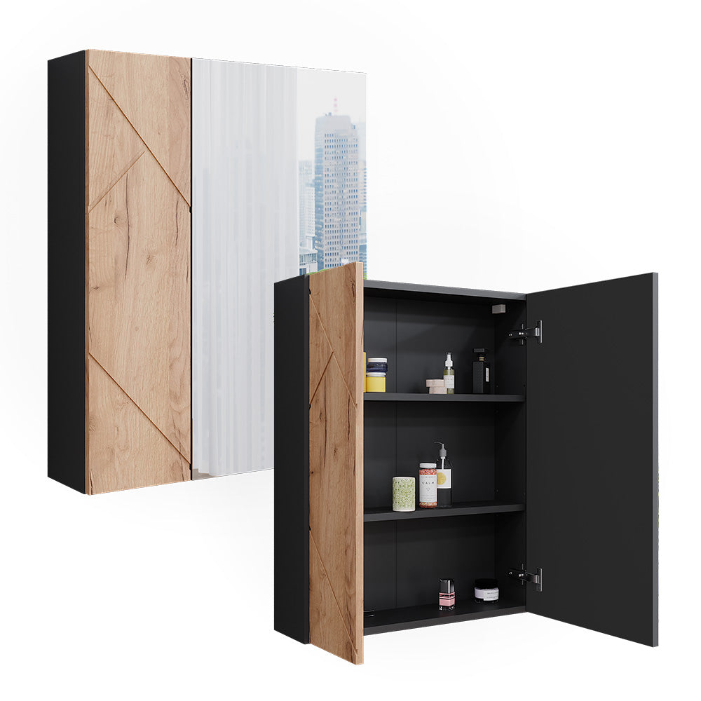 Vicco Armadietto a specchio da bagno Antracite/quercia dorata 60 x 75 cm
