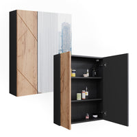 Vicco Armadietto a specchio da bagno Antracite/quercia dorata 60 x 75 cm