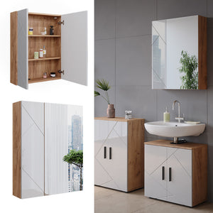 Vicco Mobile a specchio per il bagno Rovere Goldkraft/bianco lucido 60 x 75 cm