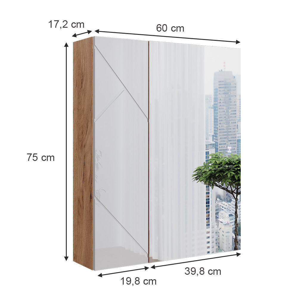 Vicco Mobile a specchio per il bagno Rovere Goldkraft/bianco lucido 60 x 75 cm