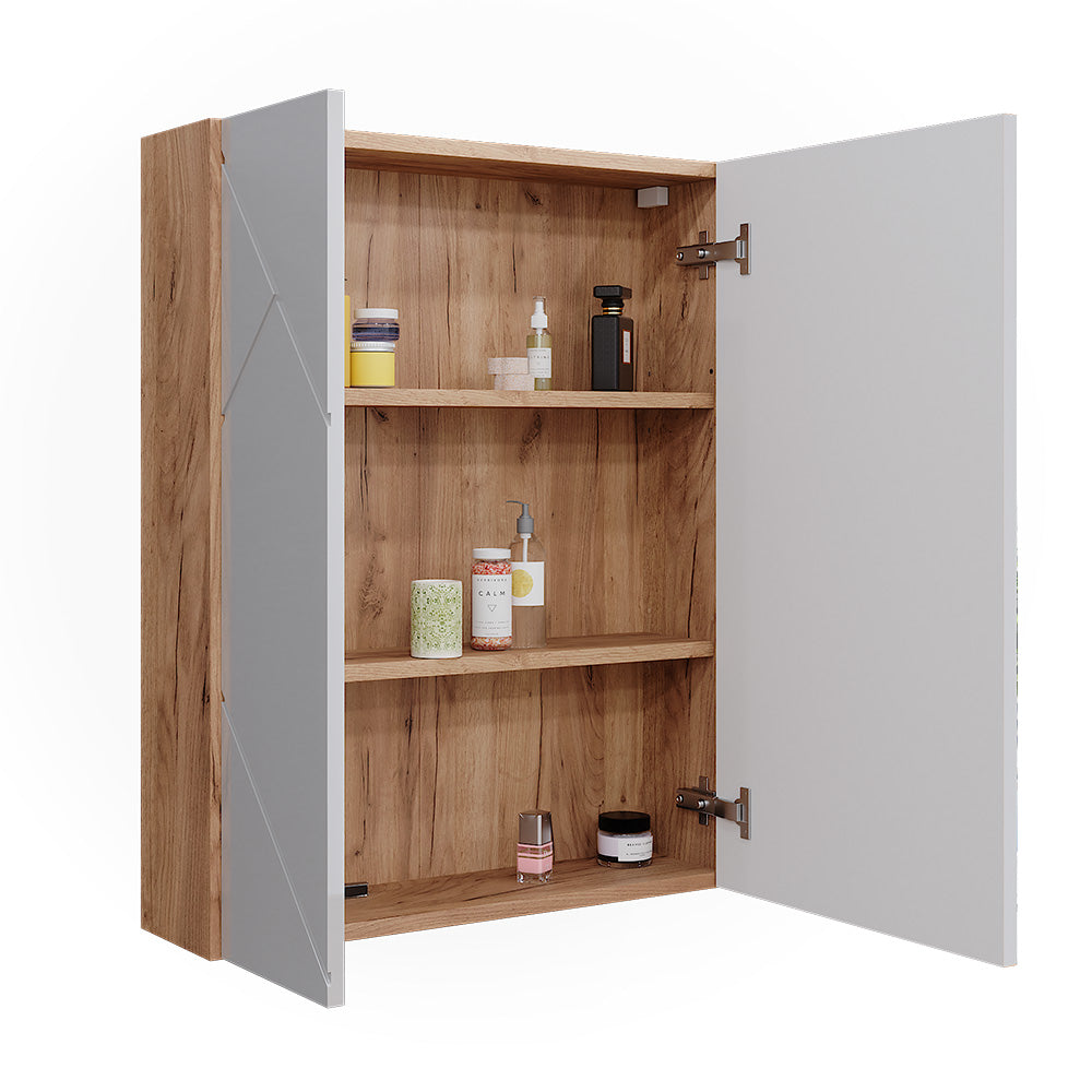 Vicco Mobile a specchio per il bagno Rovere Goldkraft/bianco lucido 60 x 75 cm