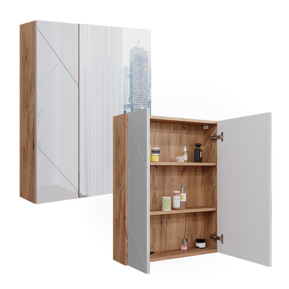 Vicco Mobile a specchio per il bagno Rovere Goldkraft/bianco lucido 60 x 75 cm