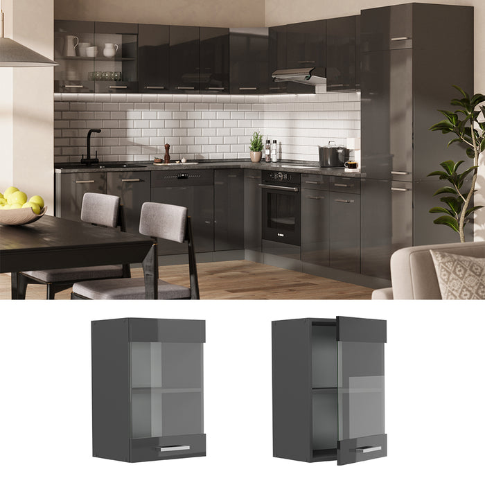 Vicco Mobile da cucina in vetro Antracite lucido 40 cm