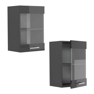 Vicco Mobile da cucina in vetro Antracite lucido 40 cm