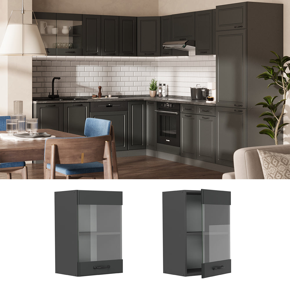 Vicco Mobile da cucina in vetro Antracite casa di campagna 40 cm