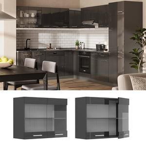 Vicco Mobile da cucina in vetro Antracite lucido 80 cm