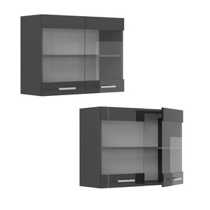 Vicco Mobile da cucina in vetro Antracite lucido 80 cm