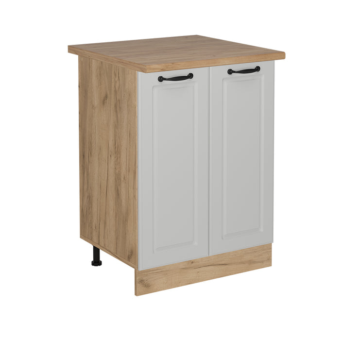 Vicco Mobiletto base cucina Bianco casa di campagna 60 cm , PL Rovere