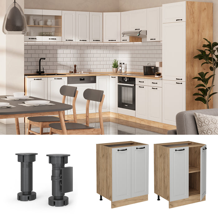 Vicco Mobiletto base cucina Bianco casa di campagna 60 cm , PL Antracite