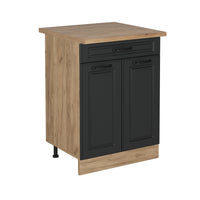 Vicco Mobiletto base per cucina Antracite casa di campagna 60 cm con cassetto, PL Rovere