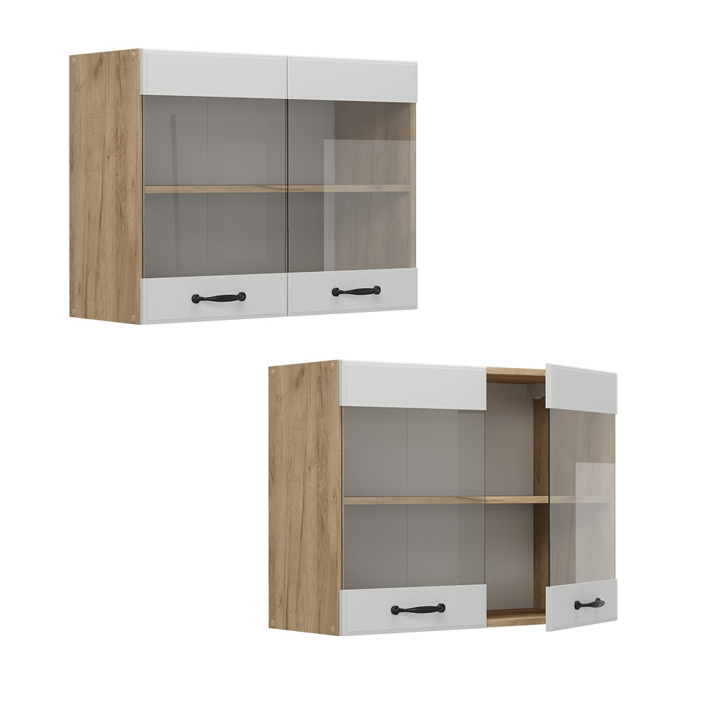 Vicco Mobile da cucina in vetro Bianco casa di campagna 80 cm