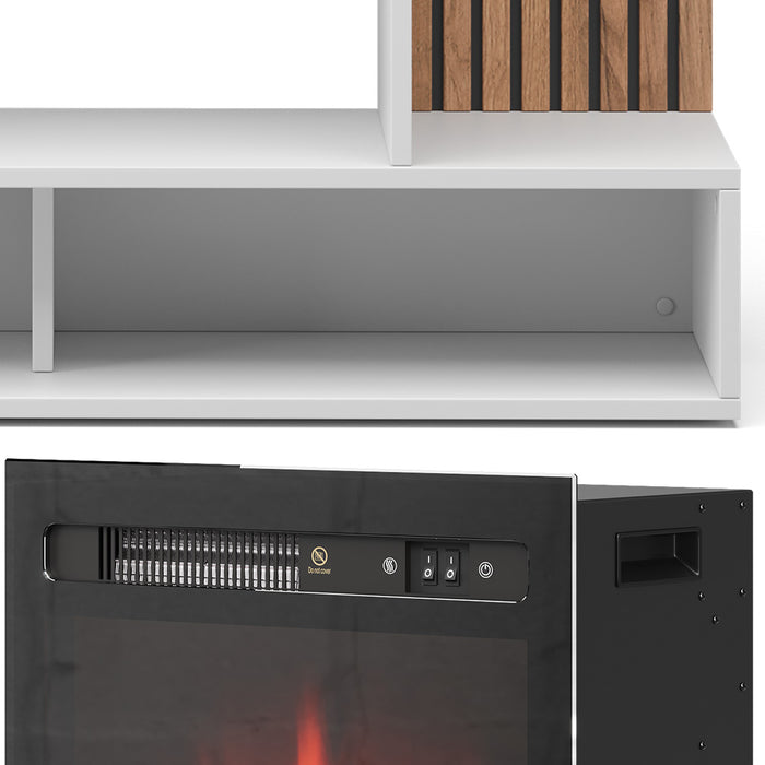 Vicco Caminetto elettrico Bianco 100 cm con effetto fiamma realistico e riscaldatore da 1800W