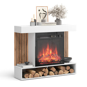 Vicco Caminetto elettrico Bianco 100 cm con effetto fiamma realistico e riscaldatore da 1800W