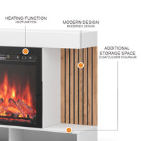 Vicco Caminetto elettrico Bianco 100 cm con effetto fiamma realistico e riscaldatore da 1800W