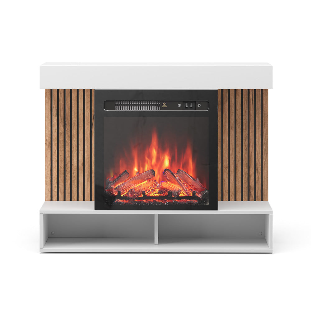 Vicco Caminetto elettrico Bianco 100 cm con effetto fiamma realistico e riscaldatore da 1800W