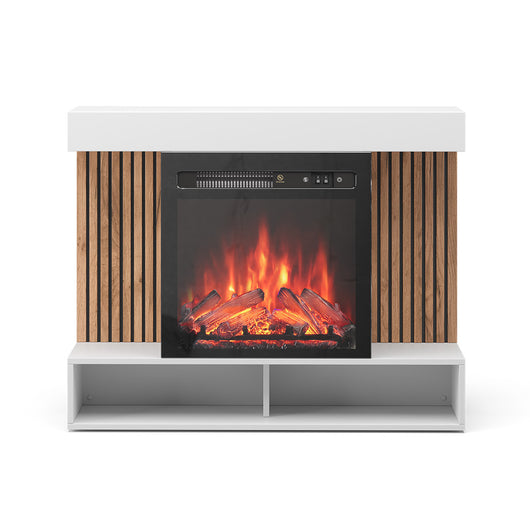 Vicco Caminetto elettrico Bianco 100 cm con effetto fiamma realistico e riscaldatore da 1800W