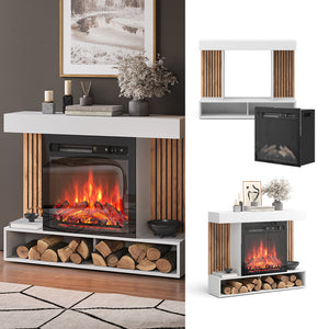 Vicco Caminetto elettrico Bianco 100 cm con effetto fiamma realistico e riscaldatore da 1800W