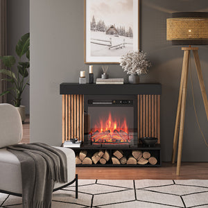 Vicco Caminetto elettrico Nero 100 cm con effetto fiamma realistico e riscaldatore da 1800W