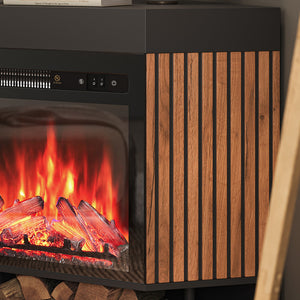 Vicco Caminetto elettrico Nero 100 cm con effetto fiamma realistico e riscaldatore da 1800W