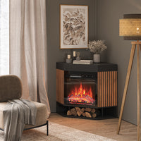 Vicco Caminetto elettrico Nero 100 cm con effetto fiamma realistico e riscaldatore da 1800W