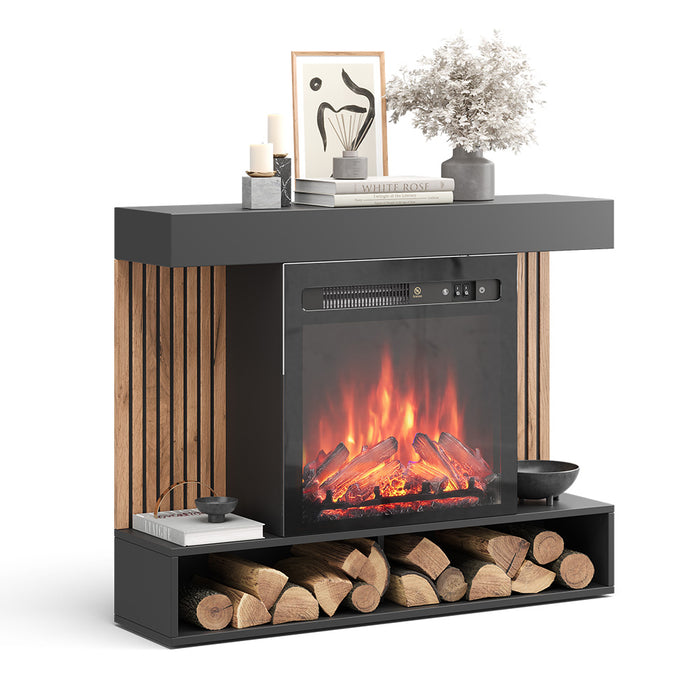 Vicco Caminetto elettrico Nero 100 cm con effetto fiamma realistico e riscaldatore da 1800W