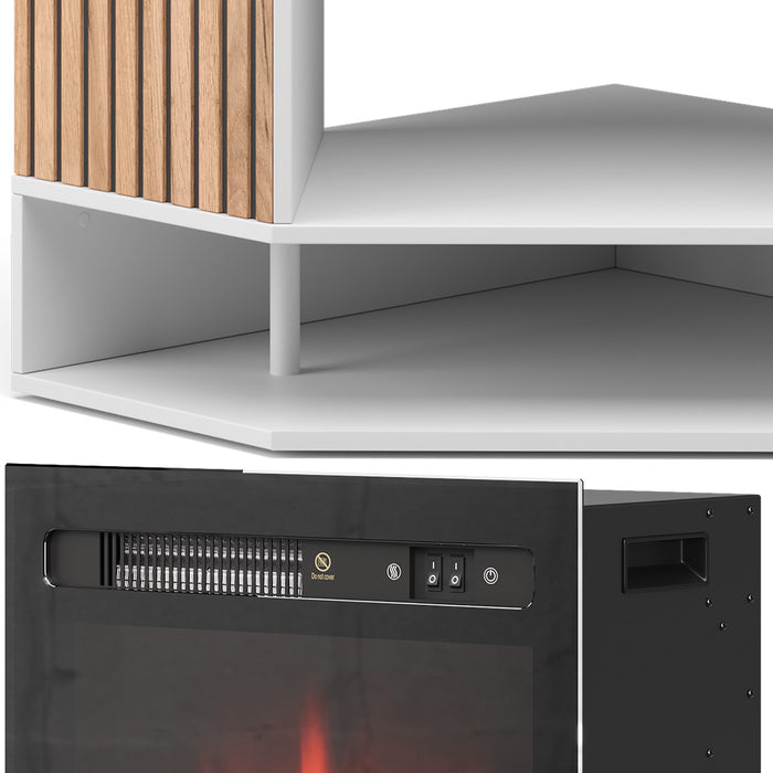 Vicco Caminetto elettrico Bianco 100 cm con effetto fiamma realistico e riscaldatore da 1800W