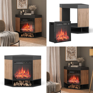 Vicco Caminetto elettrico Nero 100 cm con effetto fiamma realistico e riscaldatore da 1800W