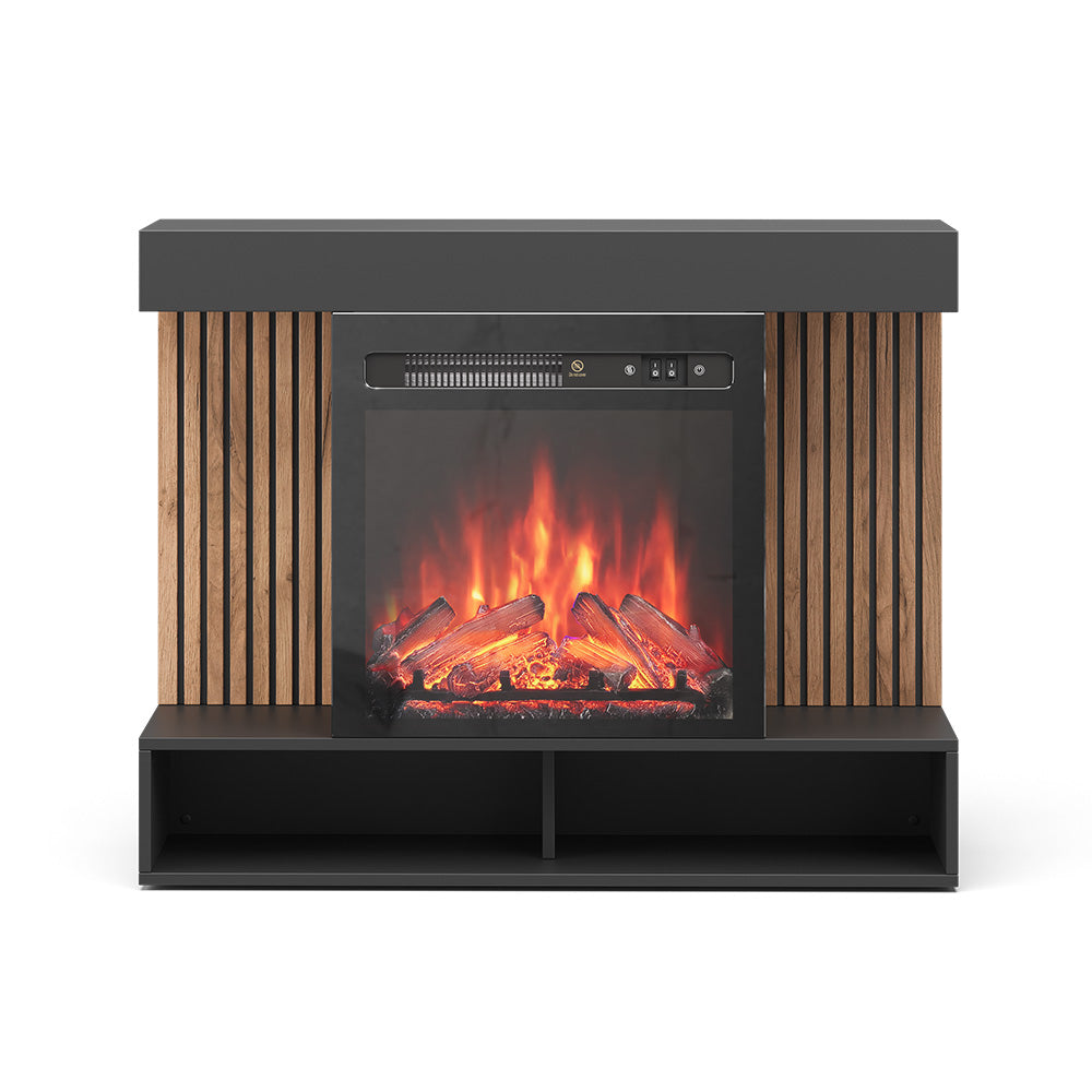 Vicco Caminetto elettrico Nero 100 cm con effetto fiamma realistico e riscaldatore da 1800W