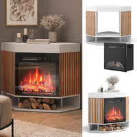 Vicco Caminetto elettrico Bianco 100 cm con effetto fiamma realistico e riscaldatore da 1800W