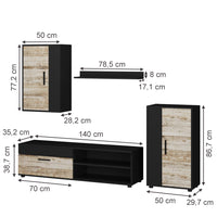 Vicco Parete attrezzata Antracite/beige Set di 4 pezzi