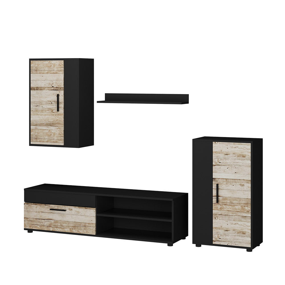 Vicco Parete attrezzata Antracite/beige Set di 4 pezzi