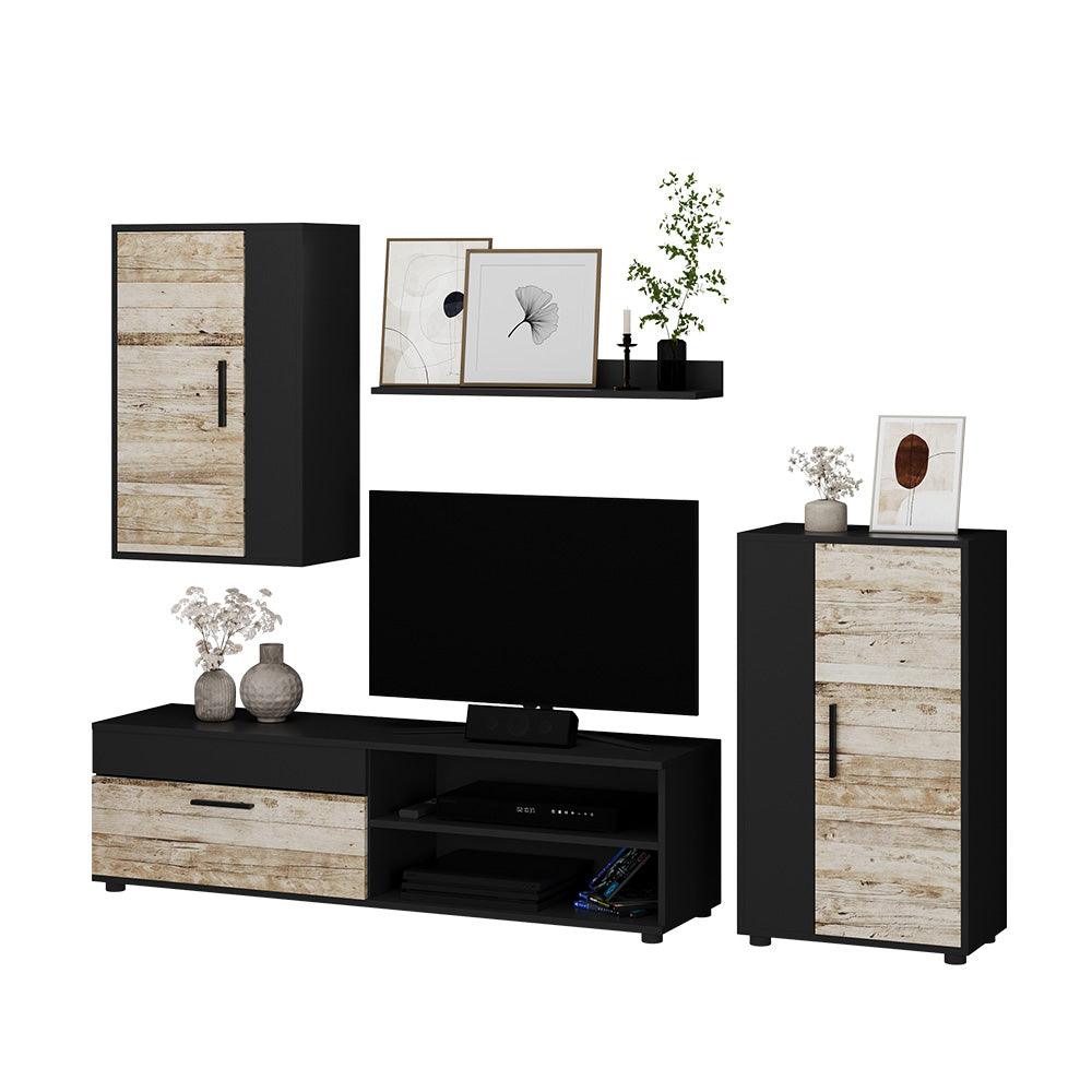 Vicco Parete attrezzata Antracite/beige Set di 4 pezzi